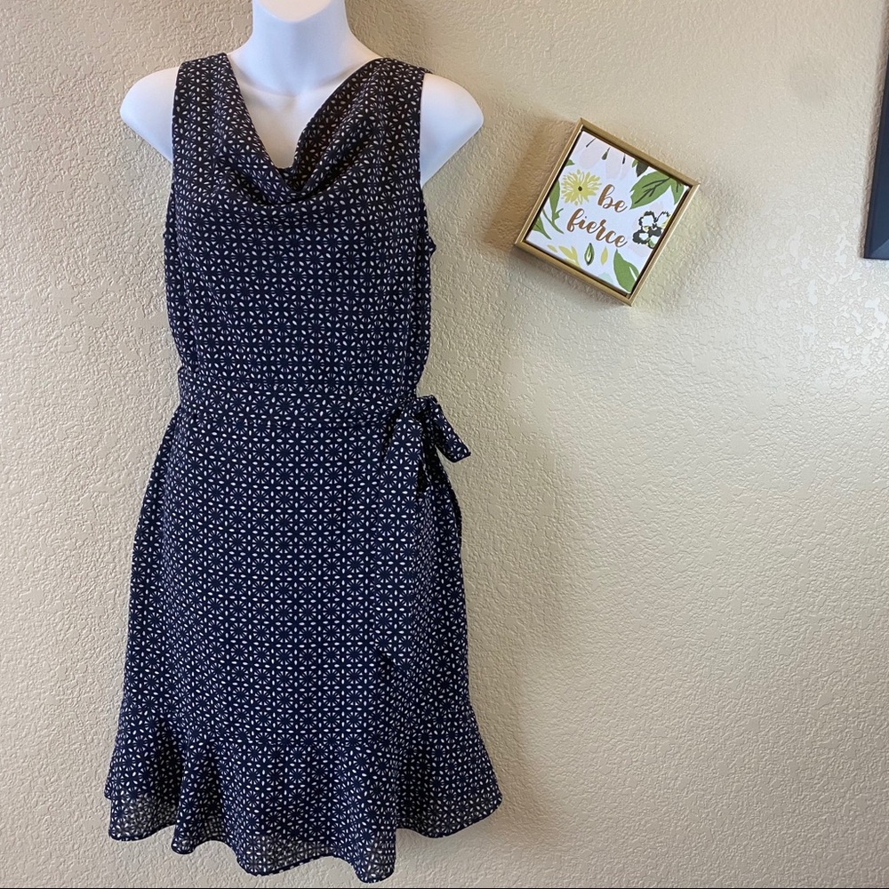 The Limited Blue and White dress belted